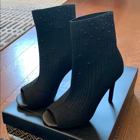 Charles David Black Stretch Open Toe Booties - Picture 2 of 8